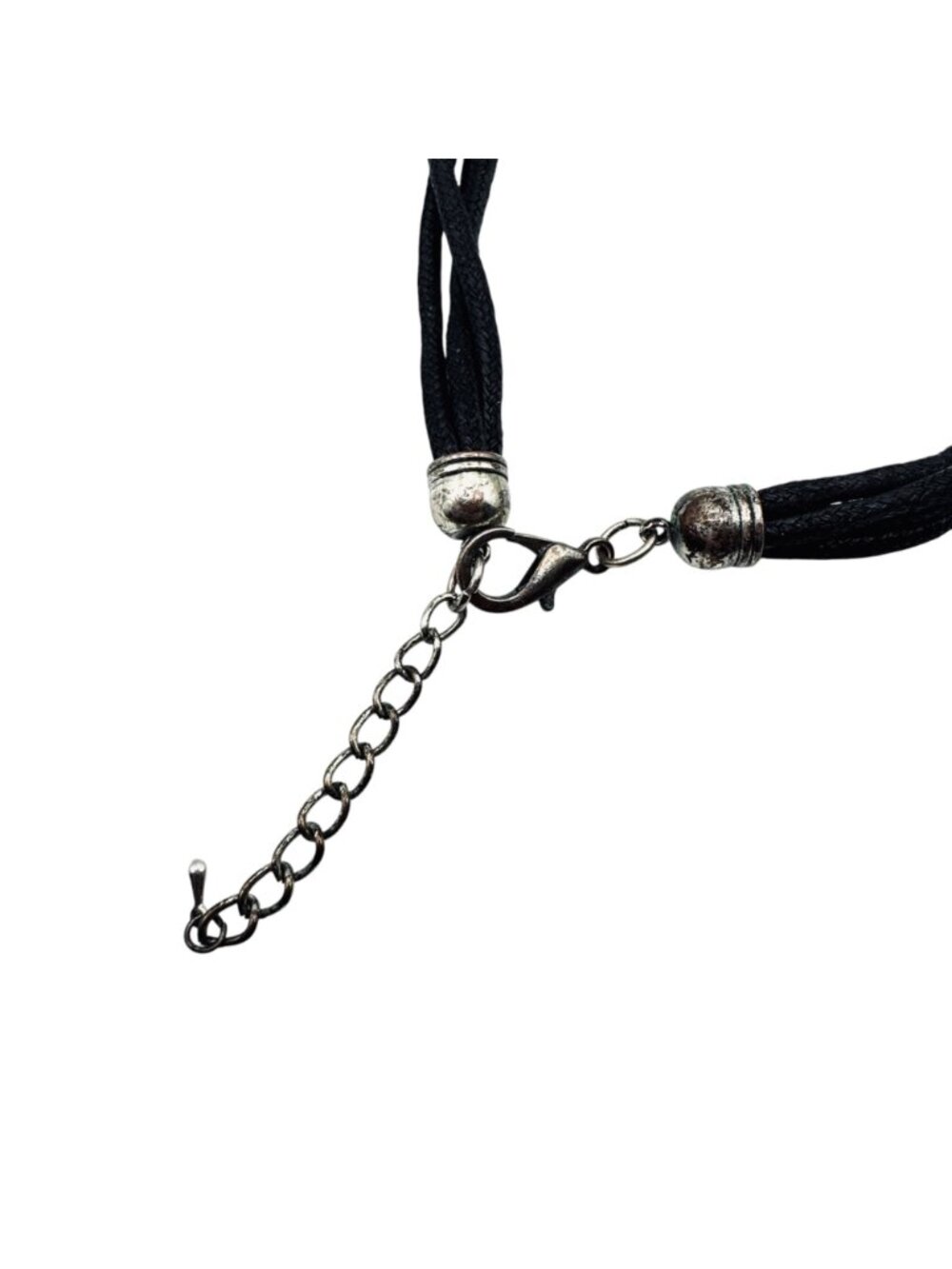 Vintage Multi-Strand Metal Bead Necklace Statement Black and Silver Leather 36" - Picture 6 of 9
